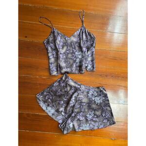 Vintage Victoria’s Secret 100% Silk Floral Cami Shorts Set Small Y2K
